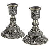 OwnMy Conjunto De 2 Castiçais Cônicos De Metal Vintage Com 10 Cm De Altura Conjunto De Candelabro Decorativo Para Mesa De Jantar De Casamento Bronze Antigo