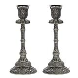 OwnMy Conjunto De 2 Castiçais Cônicos Vintage De 19 Cm De Metal Suportes De Vela De Latão Elegantes Para Castiçais De Bronze Conjunto De Candelabro Cônico De Bronze Para Mesa De Jantar Centros De Mesa De Jantar Decoração De Casa De Casamento