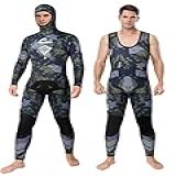 Owntop Fatos De Mergulho Masculinos Camuflados Para Pesca Submarina 3 Mm Neoprene Camuflagem Com Capuz Traje De Mergulho Com Capuz Duas Peças M