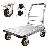 Oyoest Carrinho De Plataforma Para Caminhão De Plataforma Carrinho De Empurrar Dobrável De Aço Resistente Com Capacidade De 2 000 Libras E Cordas Elásticas Carrinho De Plataforma Grande De 36 X 24 C