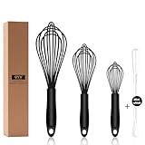 OYV Batedor De Silicone Seguro Para Máquina De Lavar Louça Conjunto De Design À Prova D Água Selado De 3 Batedores De Cozinha Profissionais Para Cozinhar Sem Arranhões Batedor De Silicone E Aço Ino