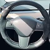 OZEQO Cobertura Do Volante Do Carro Envoltório De Direção Couro De Camurça Original Trançado Do Volante  Para Tesla Modelo 3 2015 2021 Modelo Y 2019 2021