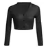P Bolero Feminino Curto De Manga 3/4 Com Botão Casual Sólido
