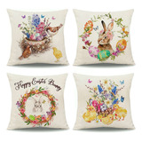 P Capas Almofada Páscoa Happy Easter Bunny Farmhouse Col