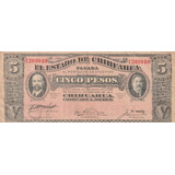 P s532 Antiga Cédula Do México 5 Pesos Ano 1915 Mbc