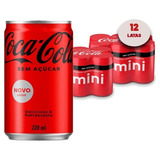 Pack 12 Refrigerante Coca-cola Sem Açucar Mini Lata 220ml 