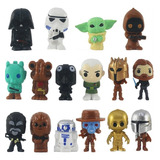 Pack 16 Miniaturas Star Wars Grogu Yoda Darth Vader R2d2 5cm