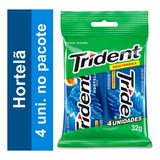 Pack 4 Goma Mascar Chiclete Hortelã Trident Sem Açucar