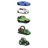 Pack 5 Miniaturas 1-64 - Lamborghini Renault Twingo Jeep Wrangler Caminhão Trator - Street Cars - Majorette