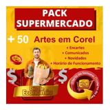 Pack 50 Artes Supermercado Cartaz panfleto