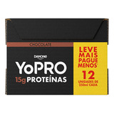Pack Bebida Láctea Uht Zero Lactose Sabor Chocolate Com 15g De Proteínas E 12 Unidades De 250ml Yopro