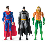 Pack Bonecos Superman Batman E Aquaman De 30cm Dc Sunny