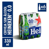 Pack Cerveja Heineken Zero Álcool Garrafa 330ml 6 Unidades