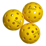 Pack De 3 Bolas Pickleball Shark 40 Furos Quadra Outdoor Cor Amarelo