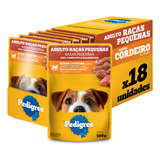 Pack Ração Úmida Pedigree Para Cães Adultos Raças Pequenas Sachês Cordeiro Ao Molho 100g 18 Unidades