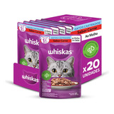 Pack Ração Úmida Whiskas Para Gatos Adultos Castrados Sachê Carne Ao Molho 85g 20 Unidades