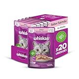 Pack Ração Úmida Whiskas Para Gatos Adultos Sachê Salmão Ao Molho 85g 20 Unidades