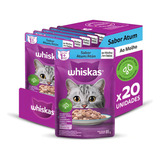 Pack Ração Úmida Whiskas Para Gatos Adultos Sachês Atum Ao Molho 85g Caixa Com 20 Unidades