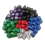 Pacotão 70 Dados Rpg 10 Conjuntos D4 D6 D8 D10 D12 D20 D 