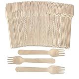 Pacote Com 100 Garfos De Madeira Descartáveis Garfos De Bambu Compostáveis Sem Lascas De 15 Cm Utensílios Biodegradáveis Naturais Para Festas Acampamento Piqueniques Churrascos E Casamentos