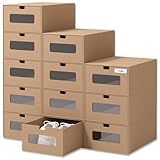Pacote Com 12 Caixas De Armazenamento De Sapatos Tamanho Grande 35 X 24 X 14 Cm Caixas De Armazenamento à Prova D água Recipientes Para Exibição De Tênis Organizador De Chapéus Caixas De