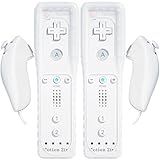Pacote Com 2 Controles Remotos Wii Com Wii Motion Plus Inside Controle Shock Wii Nunchuk Compatível Com Nintendo Wii Wii U