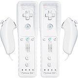 Pacote Com 2 Controles Remotos Wii Com Wii Motion Plus Inside | Controle Shock Wii Nunchuk | Compatível Com Nintendo Wii, Wii U