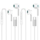 Pacote Com 2 Fones De Ouvido USB C Para IPhone 16 Pro Max 16 15 Pro 15 Plus Fones De Ouvido Apple Com Fio USB C Com Microfone Controle De Volume Fones De Ouvido Tipo C Estéreo Para IPad Pro