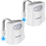Pacote Com 2 Lâmpadas De Vaso Sanitário Ativadas Com Sensor De Movimento Luz Noturna AUSAYE Led 8 Cores De Luz Noturna Lâmpada Divertida No Assento Do Vaso Sanitário Luz Noturna Para Crianças Adultos
