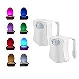 Pacote Com 2 Luzes Noturnas Para Vaso Sanitário Detecção De Movimento Sensor De Mudança De 8 Cores Ativado Luzes De LED Komire Para Vaso Sanitário Luzes Noturnas Para Banheiro Para Crianças Evite Ofuscar Ou Deslizar Operado Por Bateria