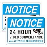 Pacote Com 2 Placas De Vigilância Por Vídeo, Todas As Atividades São Monitoradas, Placa De Aviso De Câmera De Segurança Para Casa Ao Ar Livre, 25,4 X 17,8 Cm Sem Ferrugem, Alumínio 040, Refletivo, à