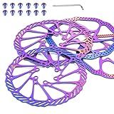 Pacote Com 2 Rotores De Freio A Disco De Bicicleta 160 Mm Rotor De Freio A Disco 180 Mm Rotores De Freio A Disco Para Bicicleta De Estrada Mountain Bike Com 12 Parafusos Coloridos E Ferramentas De Instalação 