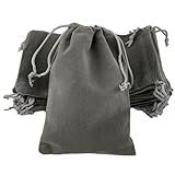 Pacote Com 25 Sacos De Presente De Veludo Com Cordão Para Joias Sacos De Doces Lembranças De Casamento Cinza 7 X 5 1