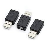 Pacote Com 3 Conversores Adaptadores USB 2 0 A Macho Para USB B Mini 5 Pinos Fêmea