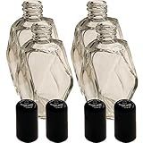 Pacote Com 4 Frascos De Perfume 59 Ml Vazio Vintage Cristal Antiguidades Lote De Vidro Garrafa Decorativa Recarregável Em Formato De Diamante Com Tampa Preta Transparente