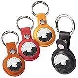 Pacote Com 4 Suportes AirTag Para Apple Air Tags Capa De Couro Com Chaveiro AirTag Rastreador De Chaveiro Para Cães Mochilas Carteira Bagagem Gato Para Acessórios Apple Air