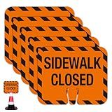 Pacote Com 5 Placas De Aviso De Cone De Trânsito Na Calçada Fechada Com Cone De Trânsito
