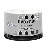 Pacote Com 50 Discos De Mídia De Dvd Regraváveis Com Logotipo Dvd+rw 4x 4,7gb 120 Minutos Smartbuy