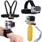 Pacote Com Acessórios Para Câmeras De Ação Gopro Xiaomi Sport Cam Hd E Outras Câmeras Do Mesmo Estilo Com Cinta Peito E Cabeça Suporte Pulso E Flutuador 4 Itens 