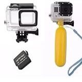 Pacote Com Acessórios Para Gopro Hero 5 Hero 6 Hero 7 Black Caixa Estanque Bateria Flutuador Amarelo 3 Itens 