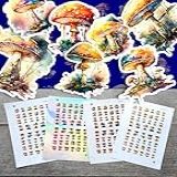 Pacote De Adesivos Mais De 150 Adesivos Pinturas Em Aquarela Realistas Incríveis De Cogumelos Na Natureza Vintage Pequenos Adesivos De Vinil Branco Holograma Transparente