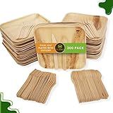 Pacote De Festa Descartável ECONLY 300 20 Cm Pratos Quadrados De Folha De Palmeira 100 200 Talheres Garfos Facas Melhores Do Que Pratos De Bambu Ou Madeira Placas Ecológicas Biodegradáveis