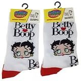 Pacote De Meias Femininas Betty Boop Crazy Socks 2 Pares Embaladas Em Uma Linda Bolsa De Presente, Branco, 5-10