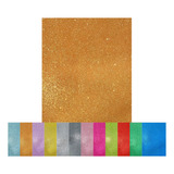 Pacote Eva Brilhante Leoarts 5 Unidades Com Glitter 40x60cm Cor Laranja