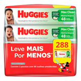 Pacote Lenço Umedecido Huggies Max Clean 288 Unidades