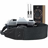 Padwa Lifestyle Alça Preta Para Câmera 5 Cm De Largura Tiras De Cabeça De Couro Legítimo 2 Peças De Clipes De Liberação Rápida Para Todas As Câmeras DSLR SLR Binóculos E Controle Remoto De Drone