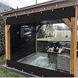 Painéis Laterais Impermeáveis Para Cortinas Plásticas Claras Exteriores Da Pérgola Com Intempéries Resistentes Do Pvc Resistente De 0-5mm Para Todas As Estações- Transparent-black- 8x3m
