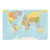 Painel Adesivo De Parede   Mapa Mundi   Mundo   1340pnm Cor Colorido