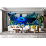 Painel Adesivo Parede Aquário Fundo Do Mar 3d Mod 2 3x2 5m