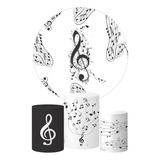 Painel De Festa Trio Capa Cilindro Notas Musicais Mod2